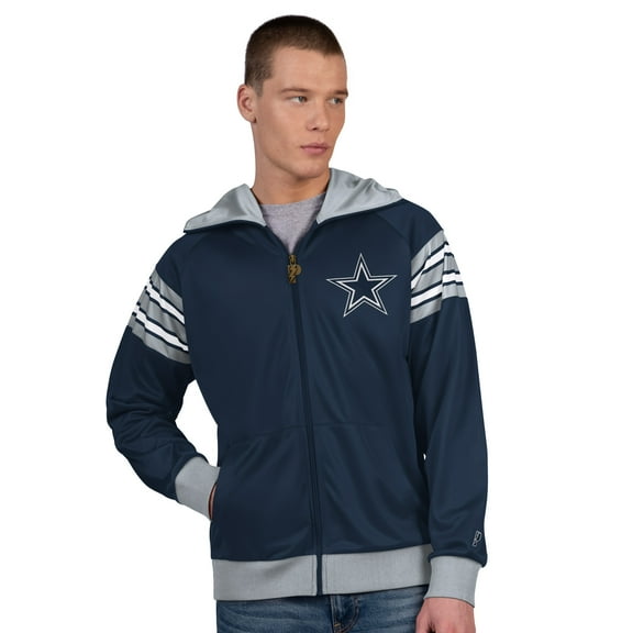 Men's Pro Player Navy/Gray Dallas Cowboys Helmet Full-Zip Hooded Track Jacket