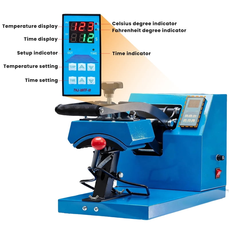 Gianna Hat Press Machine, Professional Hat Heat Press for Caps, 3.2"x5.5" PTFE-Coated Plate, LCD Display, 570°F Max Temp, Memory Mode