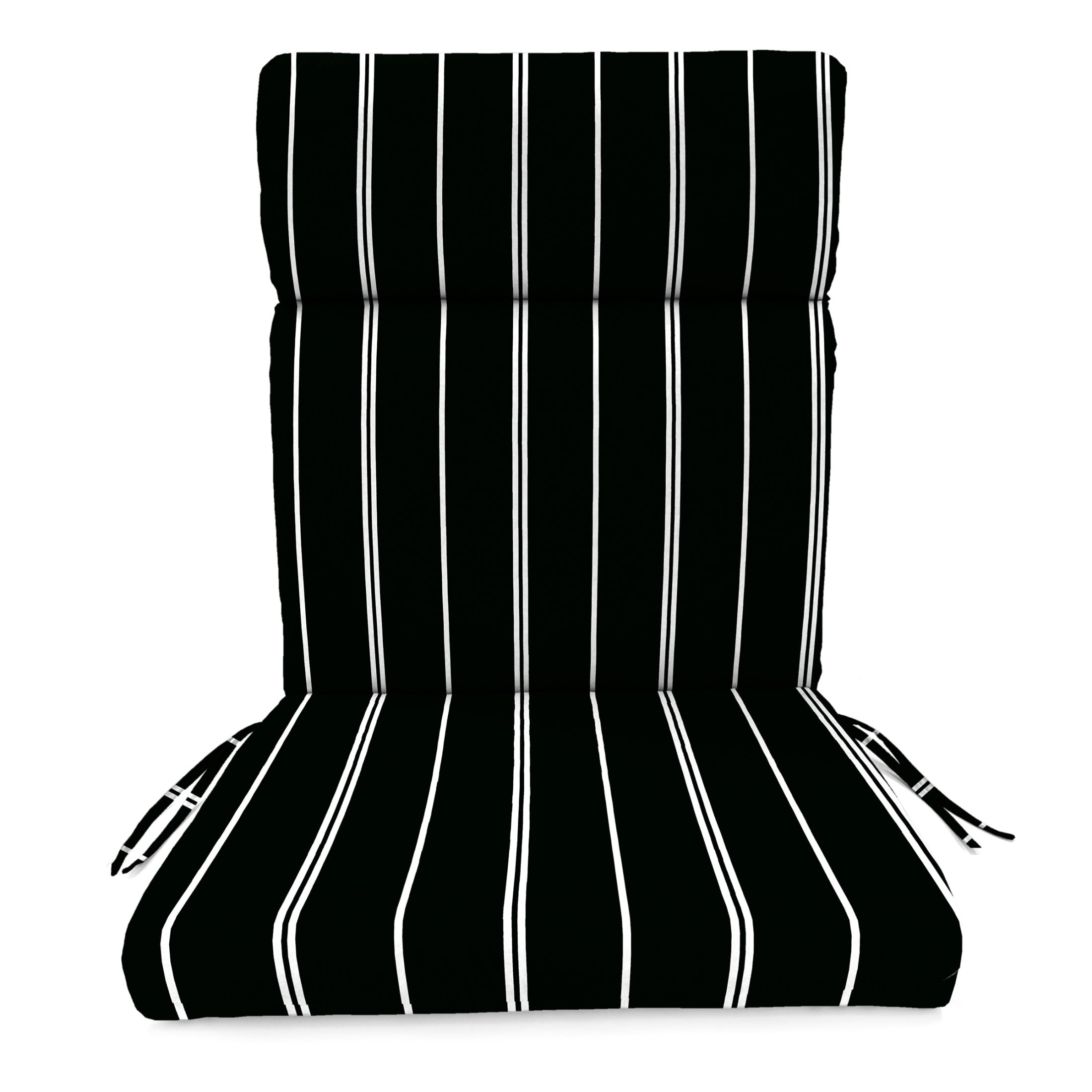 Jordan Manufacturing 44" x 22" Pursuit Shadow Black Stripe Rectangular Outdoor Chair Cushion with Ties and Hanger Loop