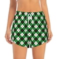 thumbnail image 2 of KLL Green Argyle Plaid Pattern Shorts Women,Athletic Shorts High Waisted Running Shorts Pocket Sporty Short Gym Elastic Workout Shorts-Large, 2 of 7