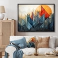 thumbnail image 2 of Designart "Abstract Mountain Landscape Orange and Green" Oversized Landscapes Framed Wall Art - Modern Orange Abstract Landscapes Entryway Framed Wall Art Print, 2 of 7