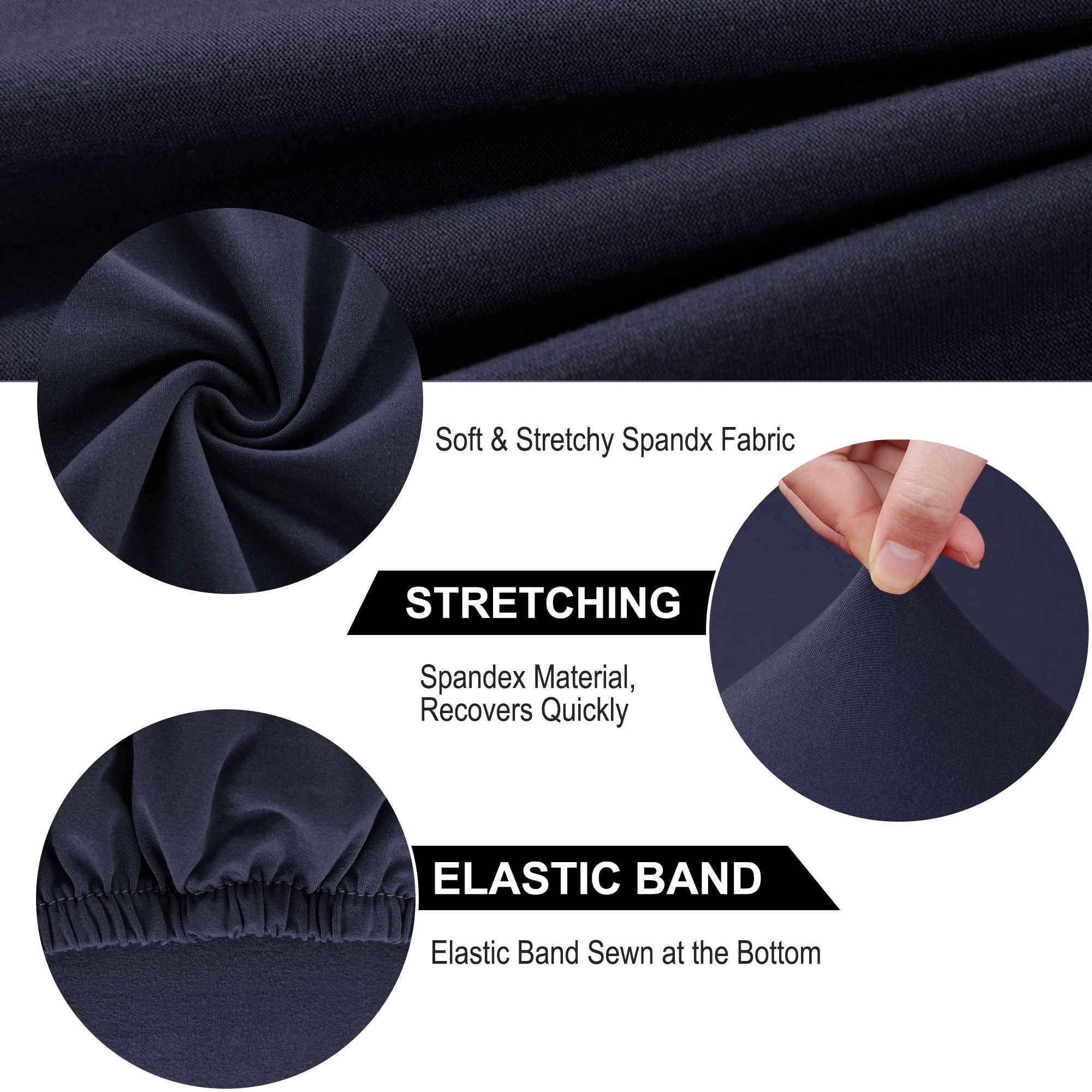 Unique Bargains Stretch Spandex Chair Cover for Dining Room Dark Blue M