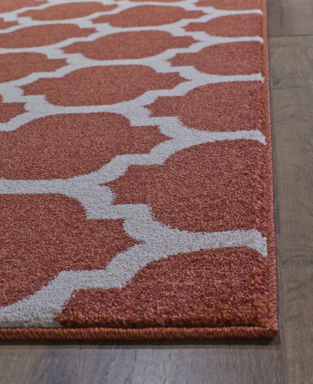 Rugs America Brooklyn Collection Terra Cotta Ivory BK100D Contemporary Geometric Area Rug 7'10"x10'10"