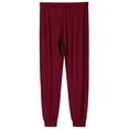 thumbnail image 6 of WTOBBY Men's Drawstring Cuffed Casual Pants with Pockets, Soft Home Sleep Pajama Bottoms for Lounging and Relaxation, Comfortable Fit,Wine XL, 6 of 8