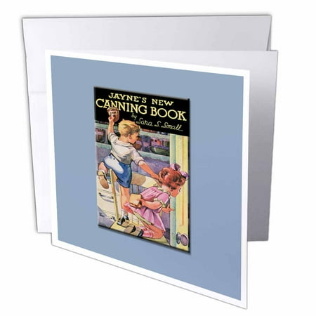 3dRose Vintage Jaynes New Canning Book cover with Two Children, Greeting Cards, 6 x 6 inches, set of 6