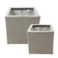 thumbnail image 3 of Sunnydaze Modern Assorted Square Gray Polyrattan Indoor Planter with Liner 2-Count, 3 of 8
