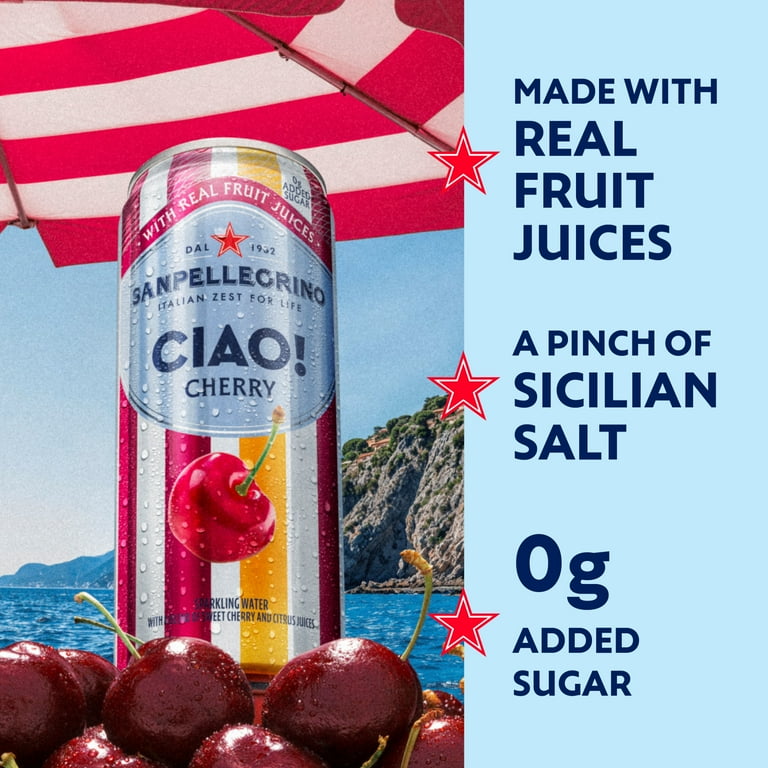 Sanpellegrino CIAO Cherry Sparkling Water, 11.15 fl oz, 24 Pack photo 3