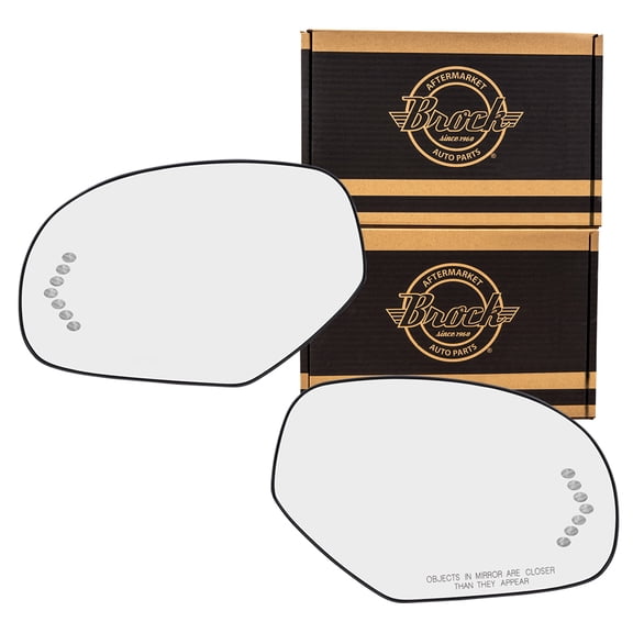 Brock Mirror Glass with Base for 2007-2013 Silverado 1500 Turn Signal Indicator Heated Set 15874992