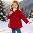 thumbnail image 4 of Besolor Toddler Kids Girls Fleece Coat Buttons Long Sleeve Tops Fall Winter Thicken Warm Overcoat Jackets(18-24 Months,Red), 4 of 7