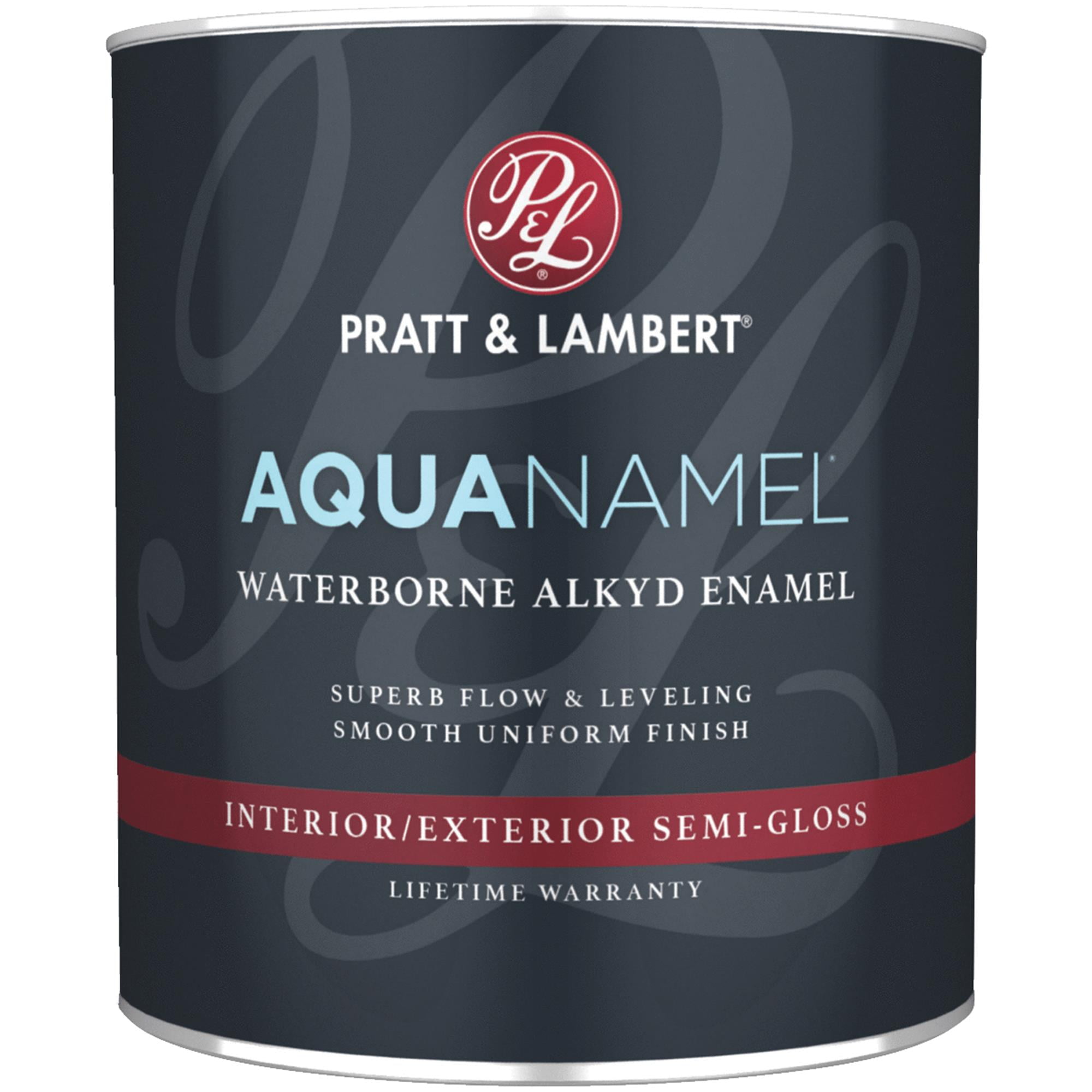 Pratt & Lambert Aquanamel Waterborne Alkyd Semi-Gloss Interior/Exterior Enamel, Neutral Base, 1 Qt.