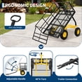 thumbnail image 5 of Heavy Duty 1500 Lbs Capacity Mesh Steel Garden Cart Folding Utility Wagon with Removable Sides, Garden Cart on Wheels for Gardening Soil, Tools, 5 of 15