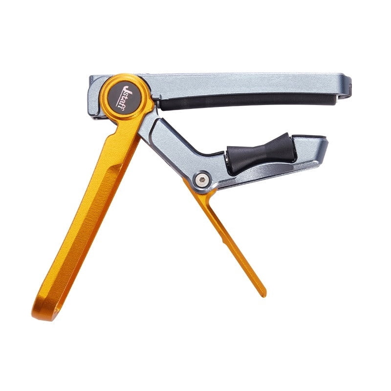 JStaff S1 Gliding Capo - Aluminum & Silicone Roller Capo for Acoustic Guitars Yellow