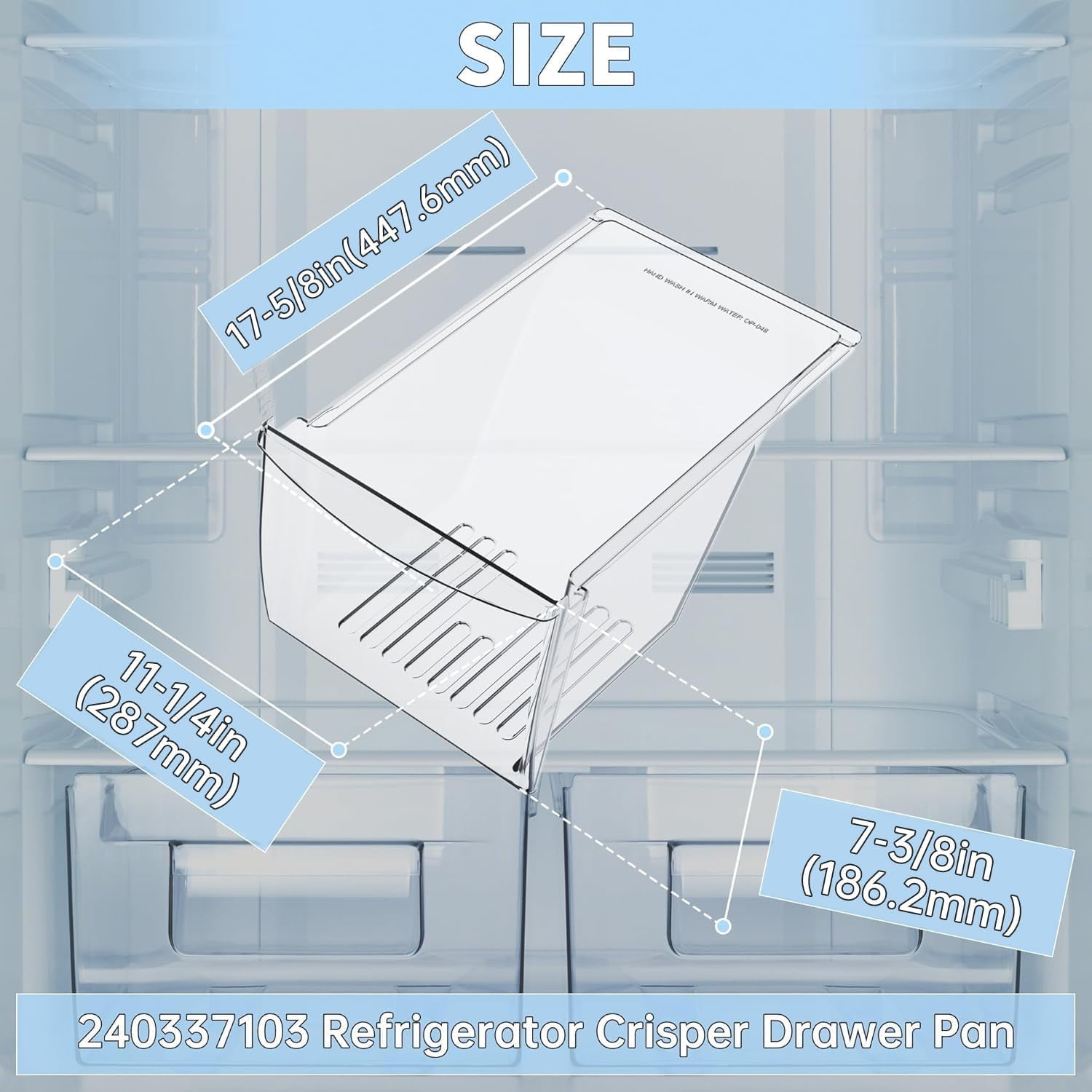 2Packs 240337103 240337102 Refrigerator Crisper Drawer Pan Replacement For 240337105 240337107 240337108 240337109 Refrigerator Pan Shelf Replacement only Plastic
