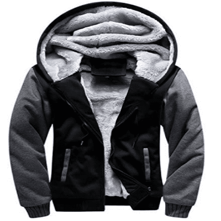 Men s Zip Up Hoodie Heavyweight Winter Sweatshirt Fleece Sherpa Lined Warm Jacket Raglan Black XXL Walmart