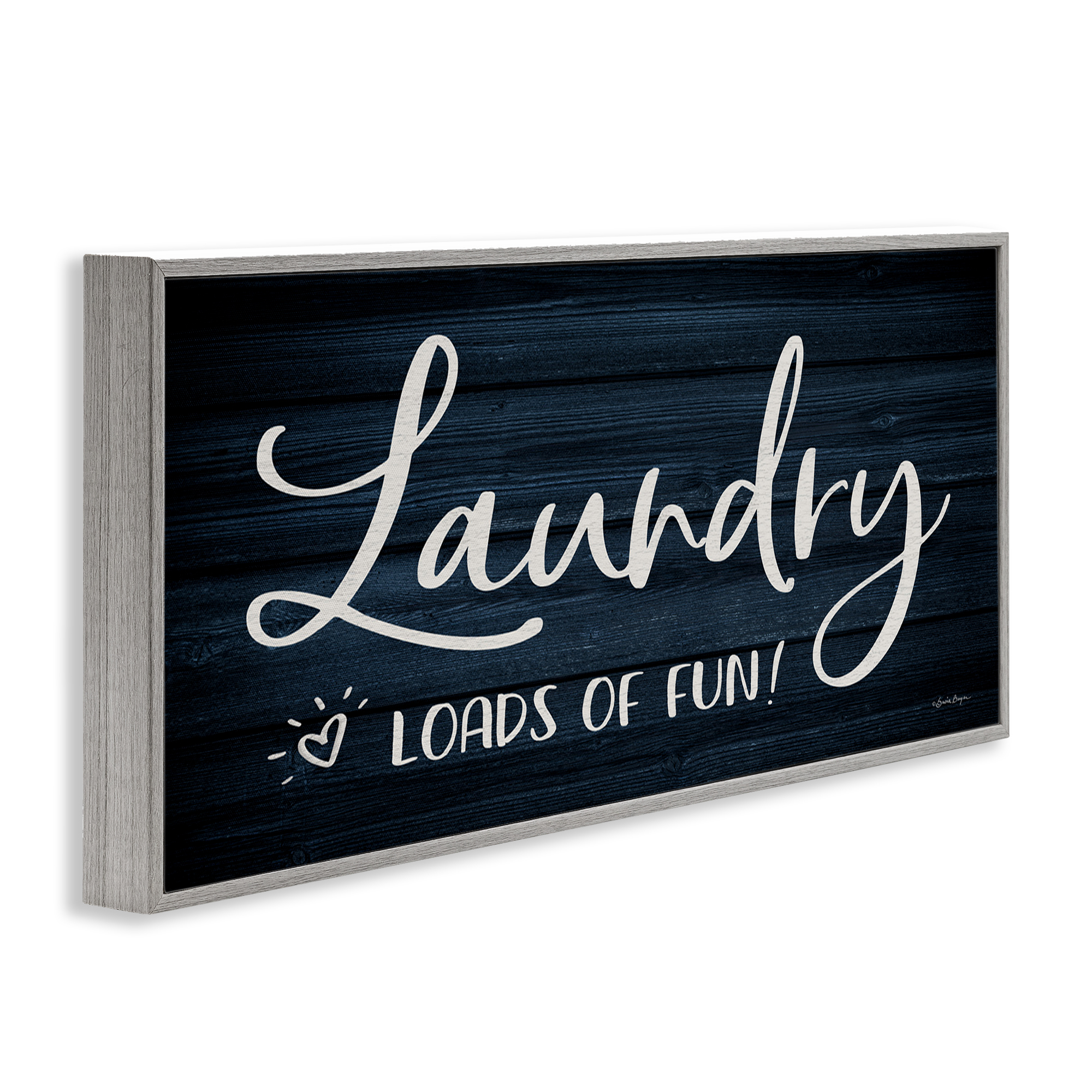 Stupell Industries Loads of Fun Laundry Typography Painting Gray Framed Art Print Wall Art, 30 x 13
