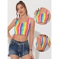 thumbnail image 2 of Camiseta sin mangas Allegra K Cuello En U Rayas arcoíris Multicolor L, 2 of 4