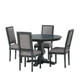 thumbnail image 2 of Noble House Ardyce Fabric Upholstered Wood 5 Piece Circular Dining Set, Gray, 2 of 13