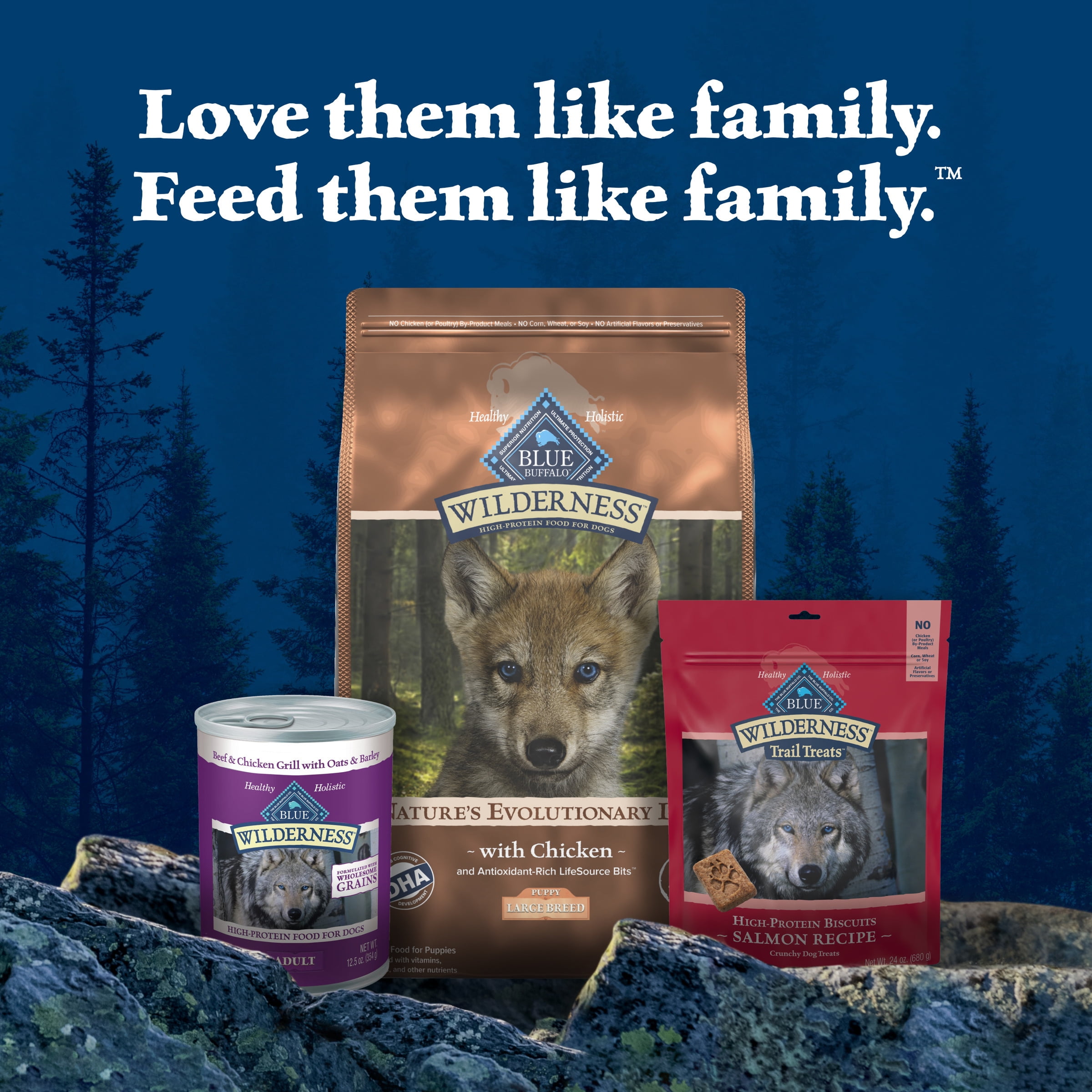 Blue Buffalo Wilderness Natural High-Protein Dry Food for Large Breed Puppies, Chicken, 28-lb bag.