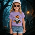 thumbnail image 2 of enyan Halloween Shirts for Toddlers Ghost T-Shirts Boo Pumpkin Short Sleeve Tees Kids Boys Girls Spooky Tops (Purple,5-6 Years), 2 of 5