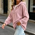 thumbnail image 6 of Pounoo Hoodies for Women Pullover Hooded Henley Button Long Sleeve Corduroy Texture Tops for Women Loose Fit Y2K Trendy Boho Womens Tops, 6 of 8