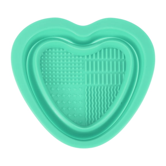 Unique Bargains Foldable Heart-shaped Makeup Sponge Brush Cleaner 1 Pc Green