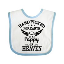 Inktastic Handpicked for Earth by My Pappy in Heaven with Angel Wings Boys or Girls Baby Bib
