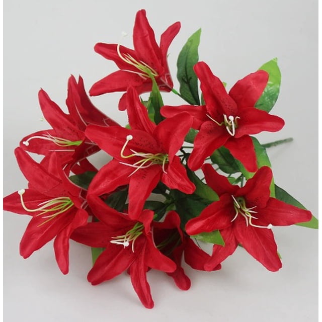 Un único ramo artificial de orquídeas serpiente de 10 cabezas y lirios - un accesorio de decoración for salón de boda, flor artificial, flor de seda.
