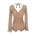 thumbnail image 1 of Traje de baño de una pieza para mujer, traje de baño de playa, traje de baño con cordones, monokini, escote en V profundo Café, 1 of 9