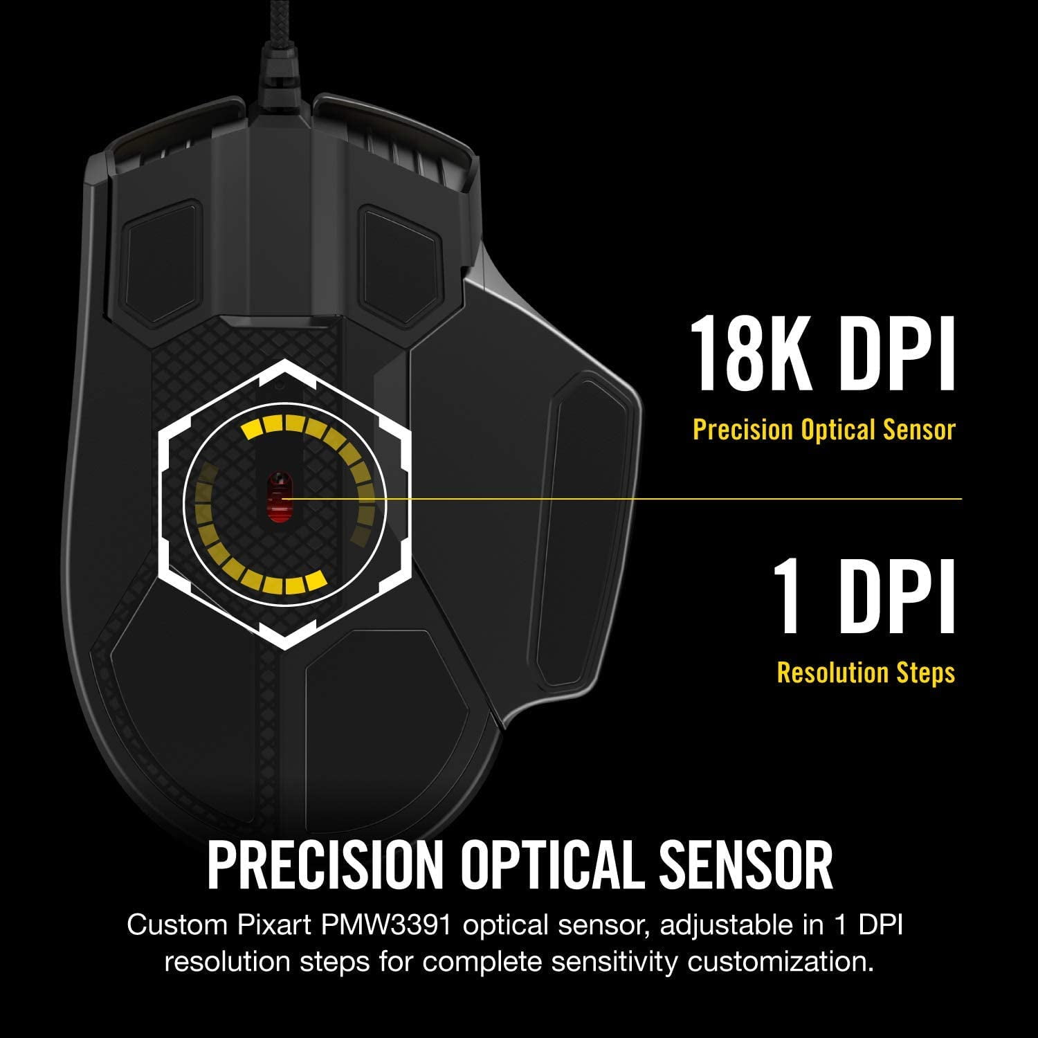 Corsair Glaive Rgb Pro Comfort Fps Moba Gaming Mouse With Interchangeable Grips Black Backlit Rgb Led Dpi Walmart Canada