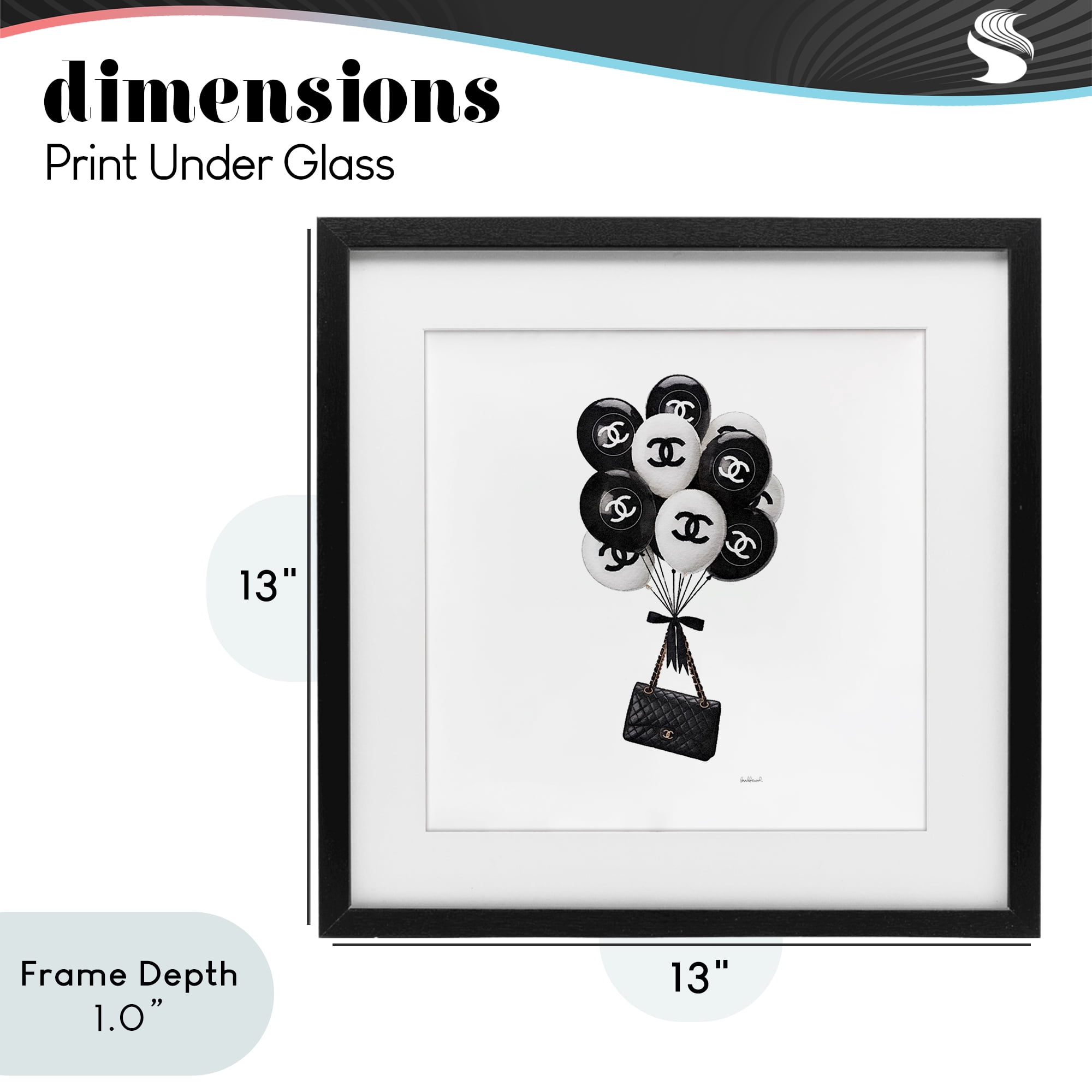 Stupell Industries Chic Balloons & Purse Black Framed Print Under Glass, design by Amanda Greenwood