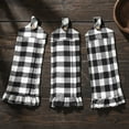 thumbnail image 2 of VHC Brands Cotton Annie Buffalo Check Black Button Loop Kitchen Towel Set of 3, Hanging Kitchen Towel, Pleated, Bath, Kitchen, Annie Buffalo Check Collection, Rectangle 21x7, Country Black, 2 of 3