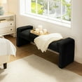 thumbnail image 4 of 58'' Upholstered Bench Chenille Boucle Modern Accent Bench End of Bedroom Entryway Black, 4 of 9