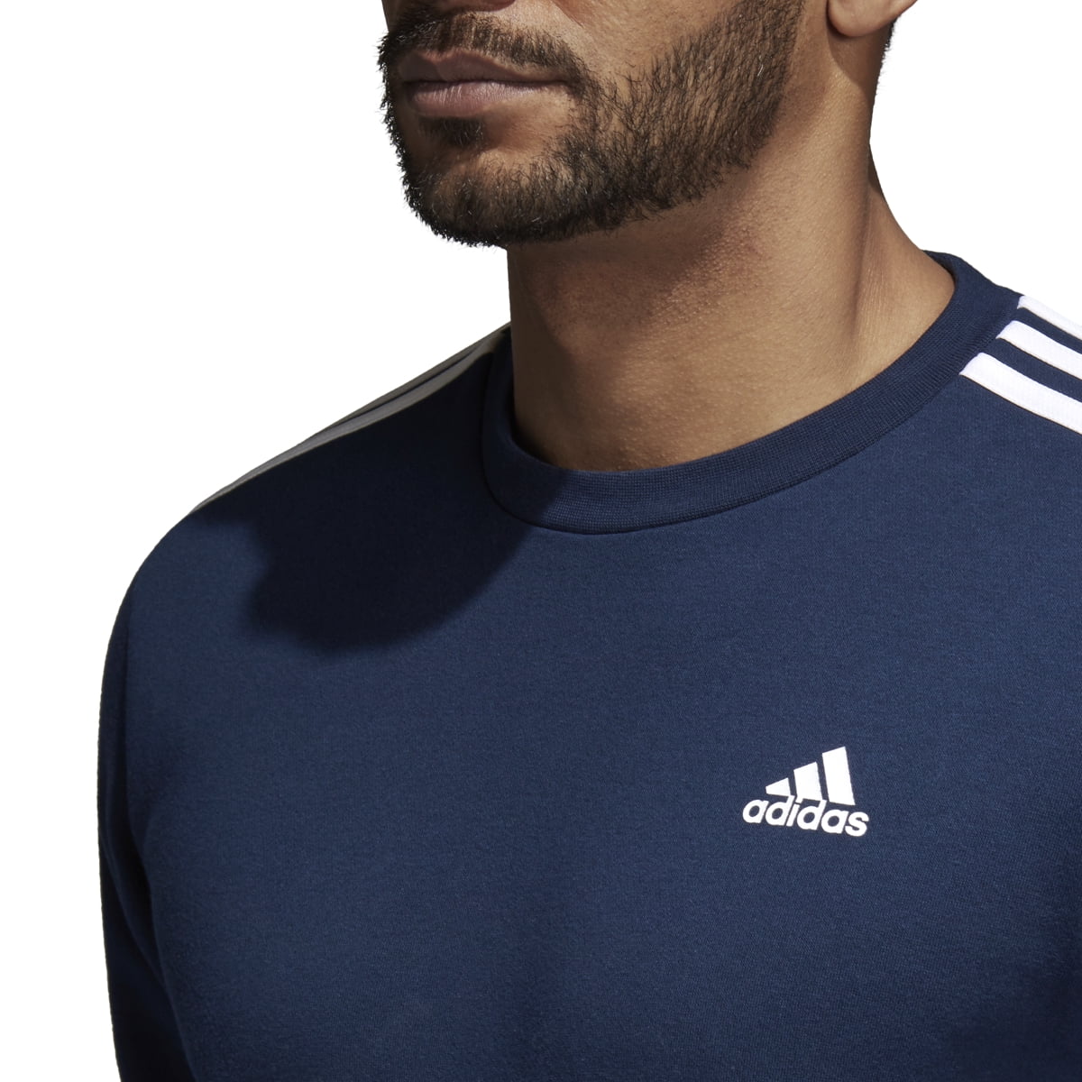 adidas men's athletics essential 3 stripe crew sweatshirt