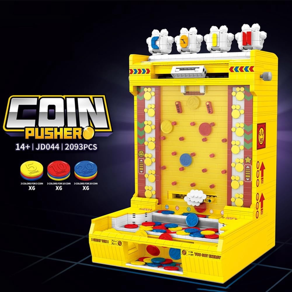 Coin Pusher Arcade Building Kit, Nostalgic Retro Video Game Model, Modular Set 2093pcs