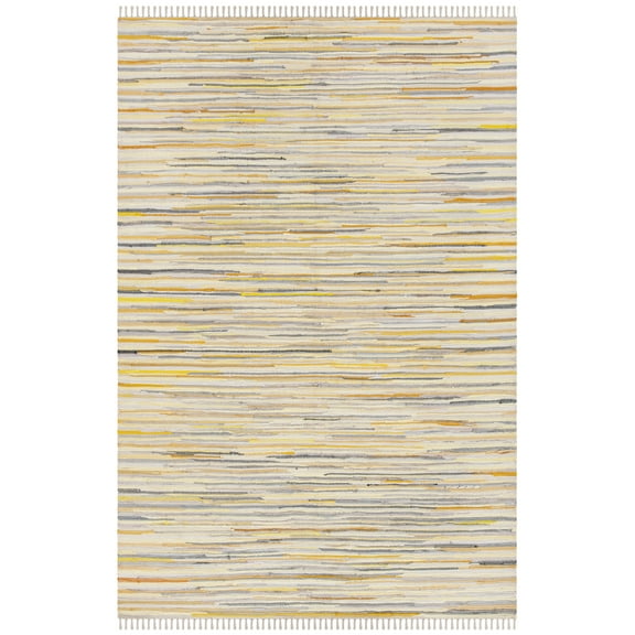 SAFAVIEH Rag Elena Striped Cotton Area Rug, Gold/Multi, 6' x 9'