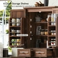 thumbnail image 5 of MAYEERTY 71" Kitchen Pantry Cabinet with 3 Pull Out Organizers, 6 Door Shelves & 2 Drawers Freestanding Cupboard for Kitchen Dining Room, 5 of 12
