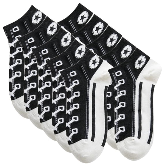 Medias Converse VersSockBlack 5Pares Negro 5-9.5US Converse Calcetines Tubo Corto Poliéster