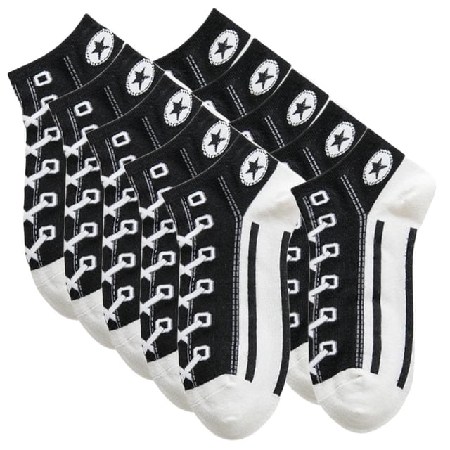 Medias Converse VersSockBlack 5Pares Negro 5-9.5US Converse Calcetines Tubo Corto Poliéster