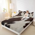 thumbnail image 4 of Homewish Brown White Cowhide Bed Sheets,Cattle Hide Print King Sheets,Rustic Farmhouse Sheet Set For Teens,Super Cozy Room Decor,4pcs, 4 of 7