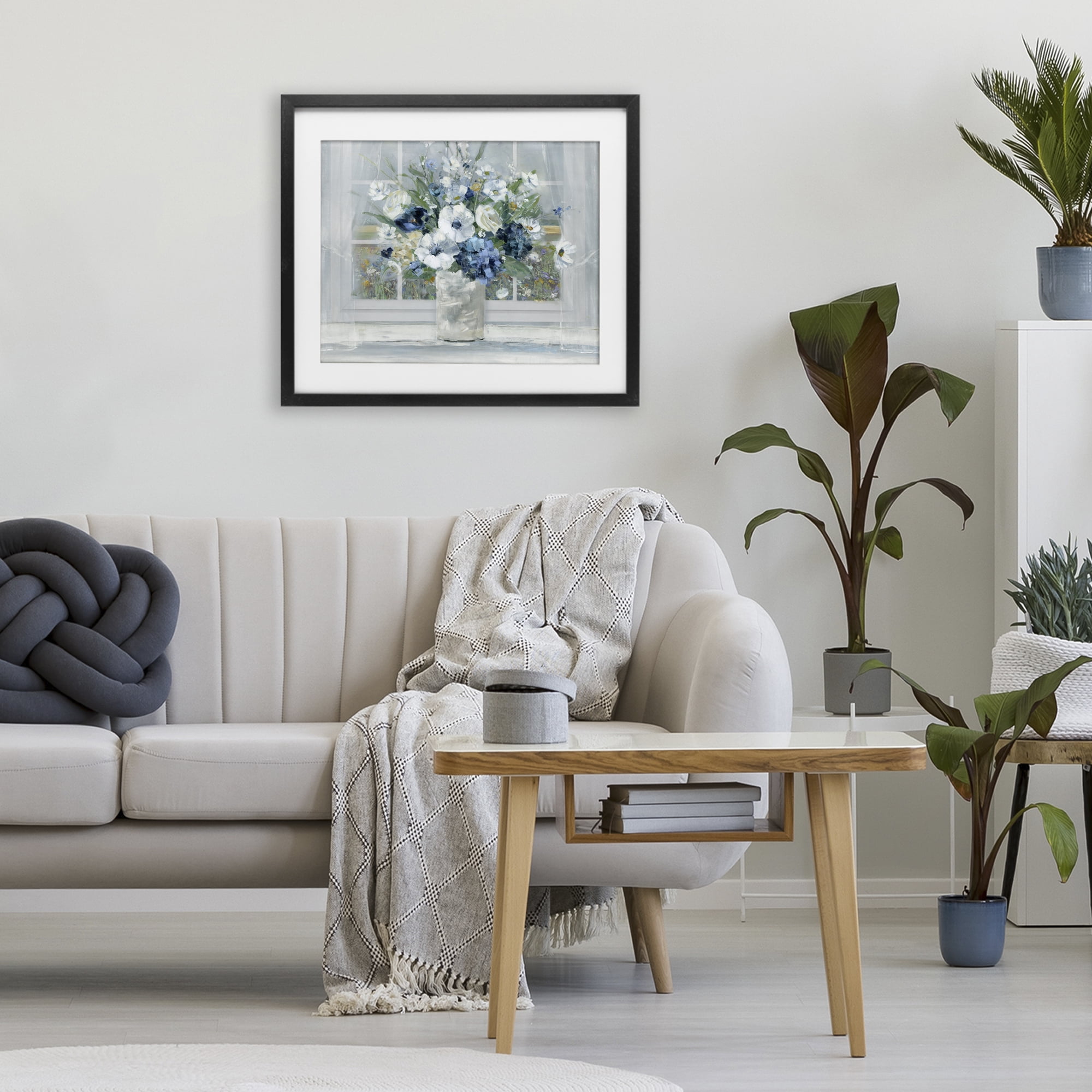 Stupell Industries Blue Hydrangea & Anemone Bouquet Black Framed Print Under Glass, design by Sally Swatland