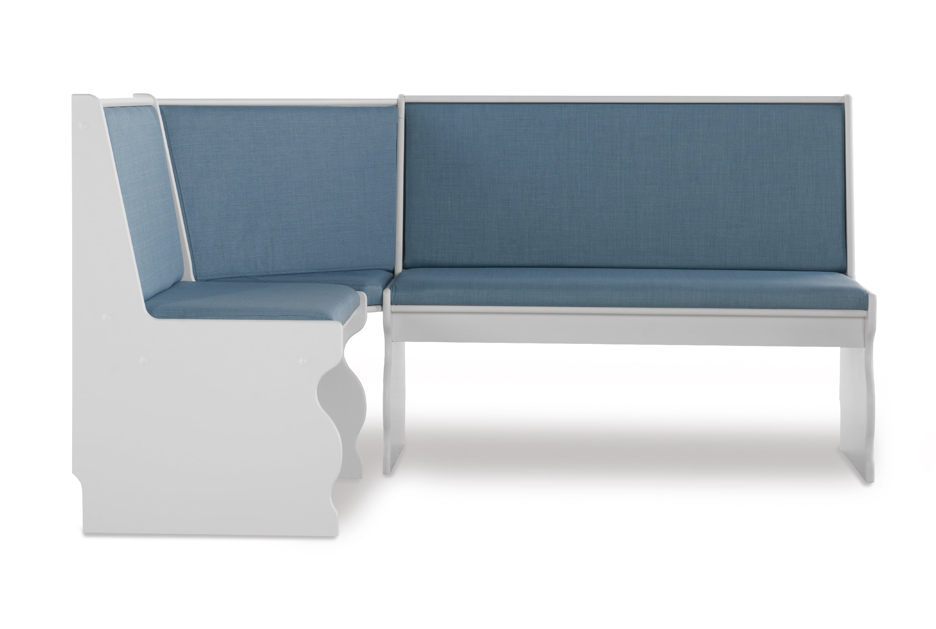 Linon Sasha 3-Piece Casual Indoor Corner Dining Nook , White/Capri Blue