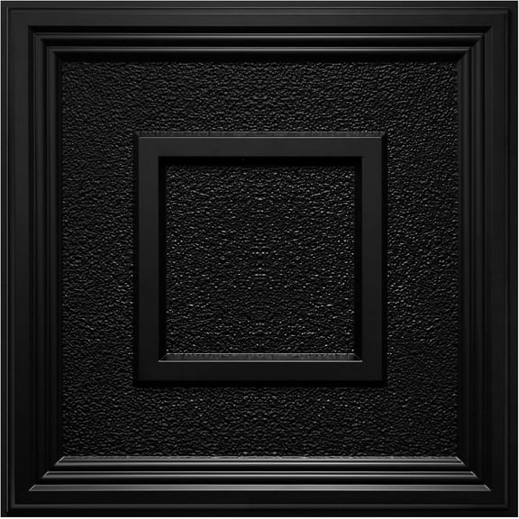Drop Ceiling Tile 2ft x 2ft, Ceiling Panel High-Grade PVC Coverings 24 x 24in Textured Popcorn Black- 12 Pack Cover 48 Sq. Ft