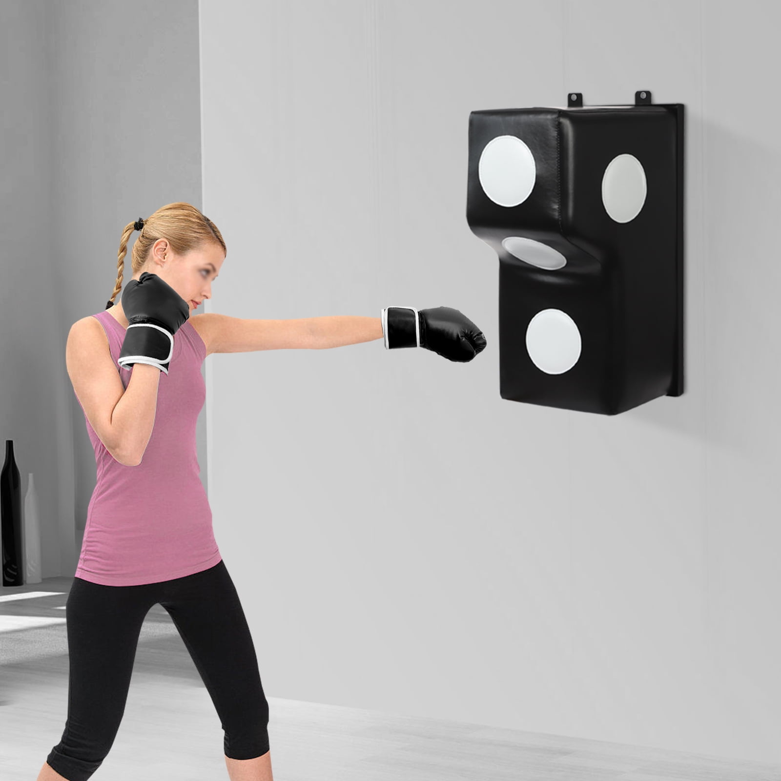 Wall Mount Boxing Training Bag, Uppercut Boxing Training Punching Target, Heavy Punching Bag for Adults for Bedroom/Living Room/Gym（Black,15.7*11.8*27.5 inch）