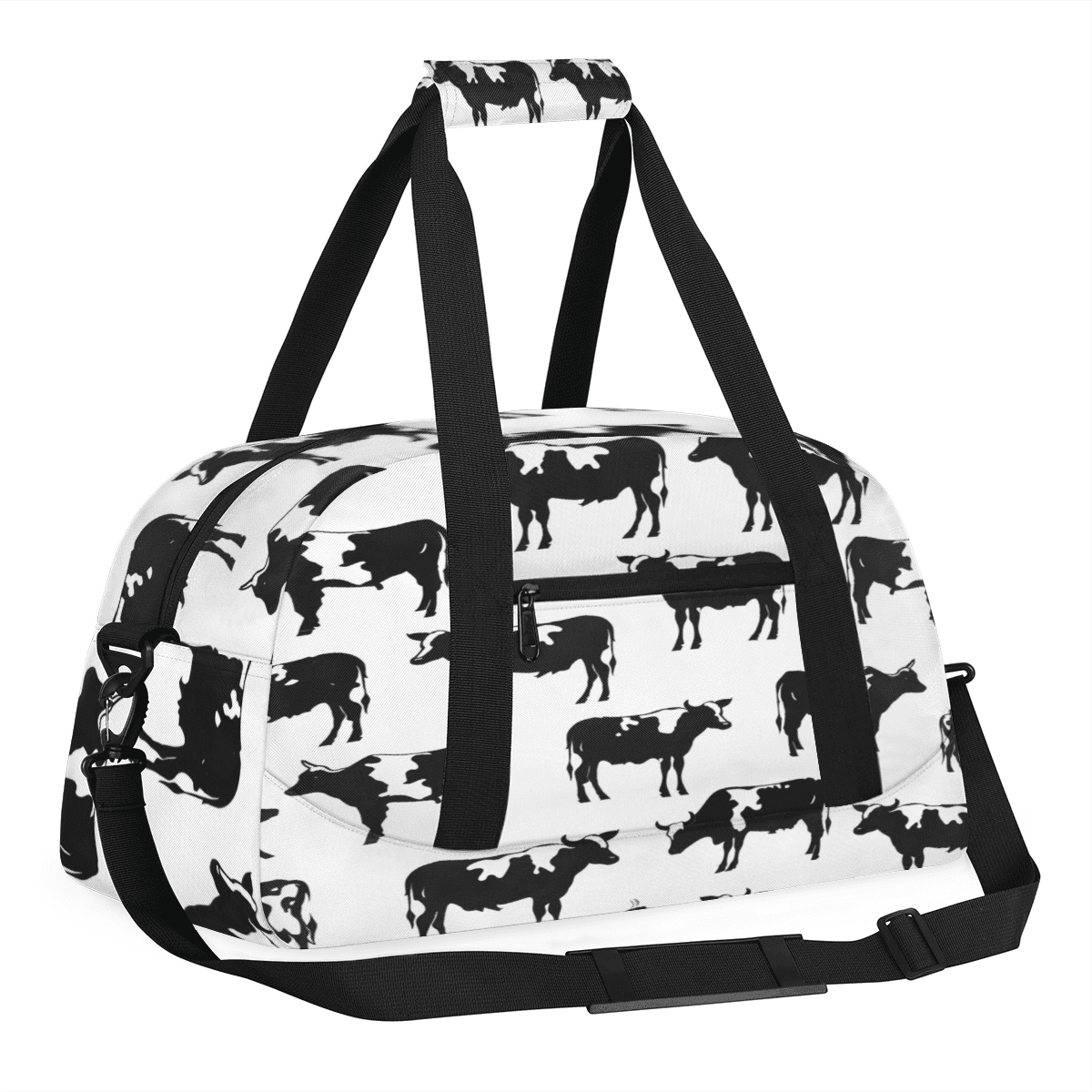 Herdesigns Cute Cow Sports Duffle Bag for Women & Men, Gym Bag Dance Bag Overnight Bag Carry On Weekender Travel Bag