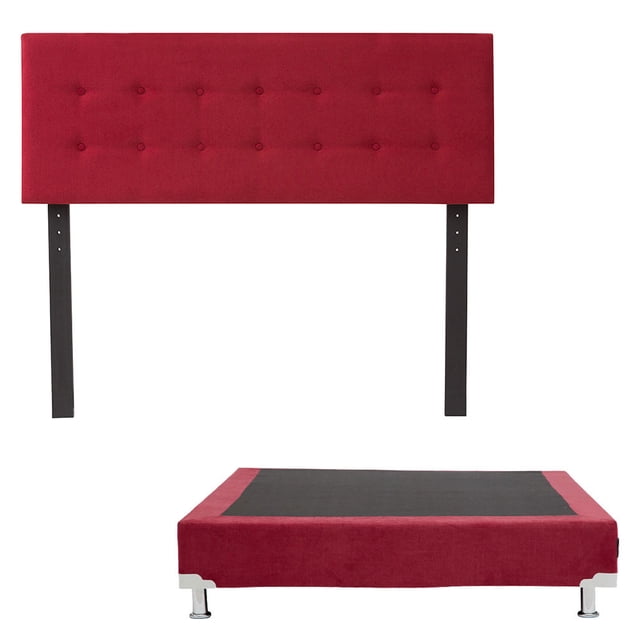 Box Base Cama Matrimonial + Cabecera Bilbao Rojo