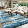 thumbnail image 3 of Janvonne 8x10 Soft Fluffy Area Rugs, Non Slip Floor Mat, Plush Fuzzy Shaggy Floor Rugs for Living Room Bedroom Modern Decor Carpet, Abstract Blue and Yellow, 3 of 8