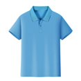 thumbnail image 4 of YAYUBA Boys Short Sleeve Polo Shirts Kids Casual V-Neck School Uniform Golf Pique Polo Shirt Back To School Preppy Clothes, 4 of 4
