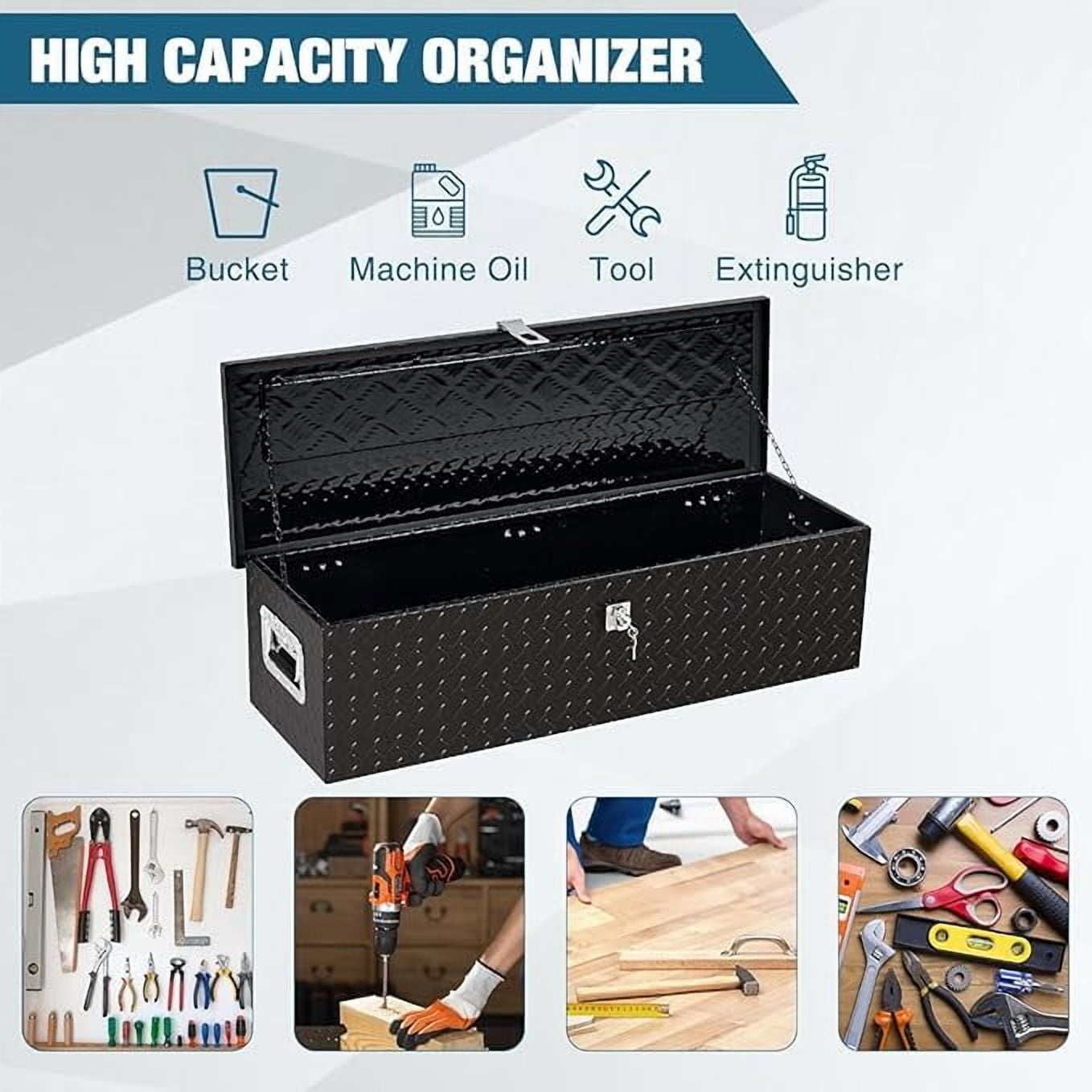 40 Inch Underbody Truck Tool Box with T-Handle Lock, Heavy Duty Truck ToolBox Truck Storage Organizer Tool Box Chest For Truck Bed, RV, Trailer (Black, 40" x 13" x 10")
