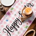 thumbnail image 3 of Happy Easter Table Runner 48 Inches, Cute Rabbits Daisy Flowers Leaves Eggs Pink Plaid Bed Runner Dresser Scarves Tabletop for Indoor Outdoor Parties/Ceremony/Banquet, 13" x 48", 3 of 8