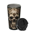 thumbnail image 2 of Gukieu Metal Style Horned Skull Print Insulated Coffee Cup, Portable Stainless Steel Vacuum Cup with Lid, Unisex, Suitable for Office, Cafe, Car, 2 of 8